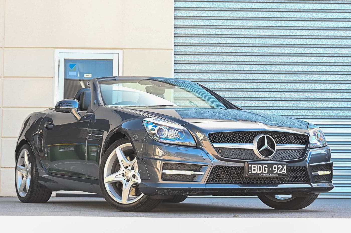 2013 Mercedes-Benz SLK-Class SLK250 in grey — front three-quarter view at the Ripper Cars showroom in Springvale